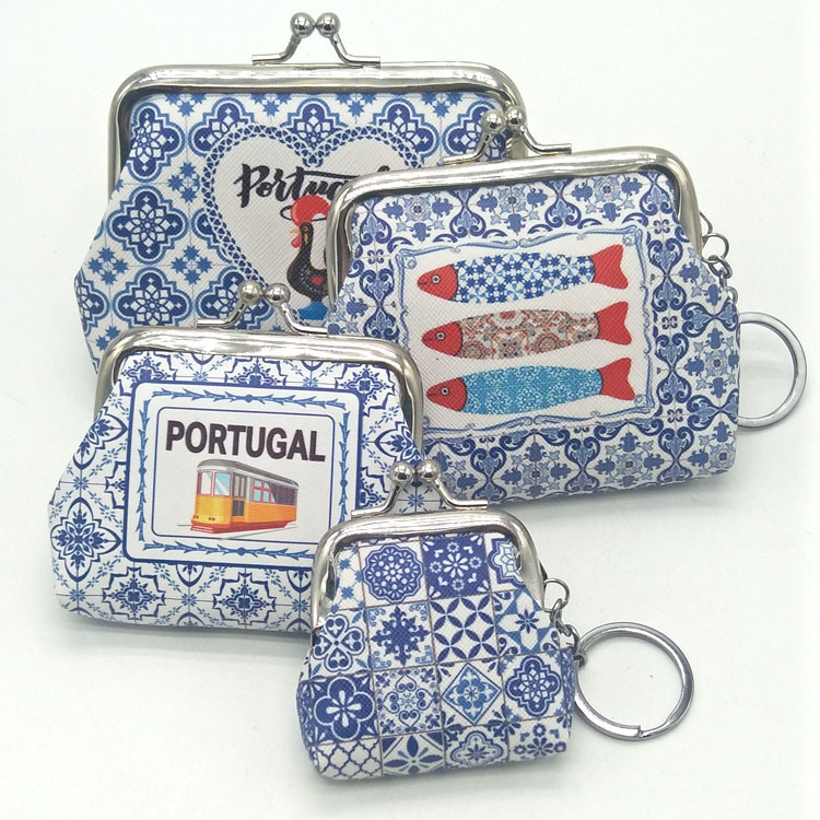 Custom Print PU Leather Coin Wallet Portugal Souvenir Coin Purse