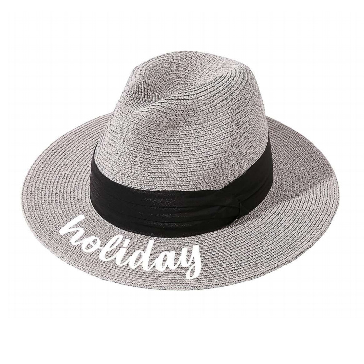 Summer Fashion Panama Sun Hat Fedora Black Band Straw Hat for Women