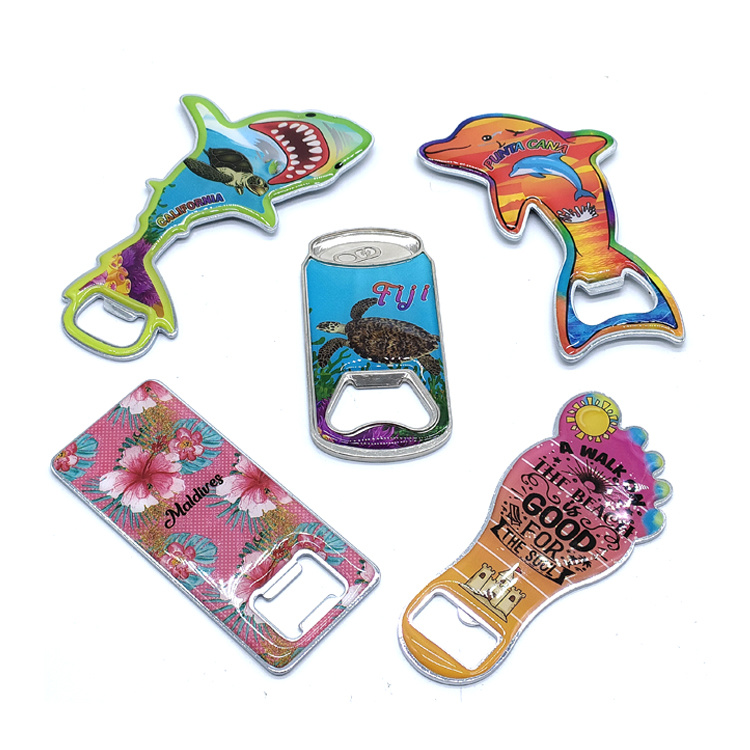 Custom Metal Foil Paper Tourist Souvenir Fridge Magnet Bottle Opener