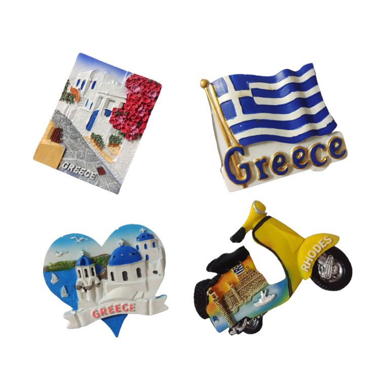 Custom Made Hang Printed Tourist Greece Souvenir Polyresin Magnet