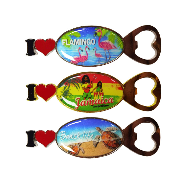 Custom Epoxy Metal I Love Souvenir Bottle Opener with Logo