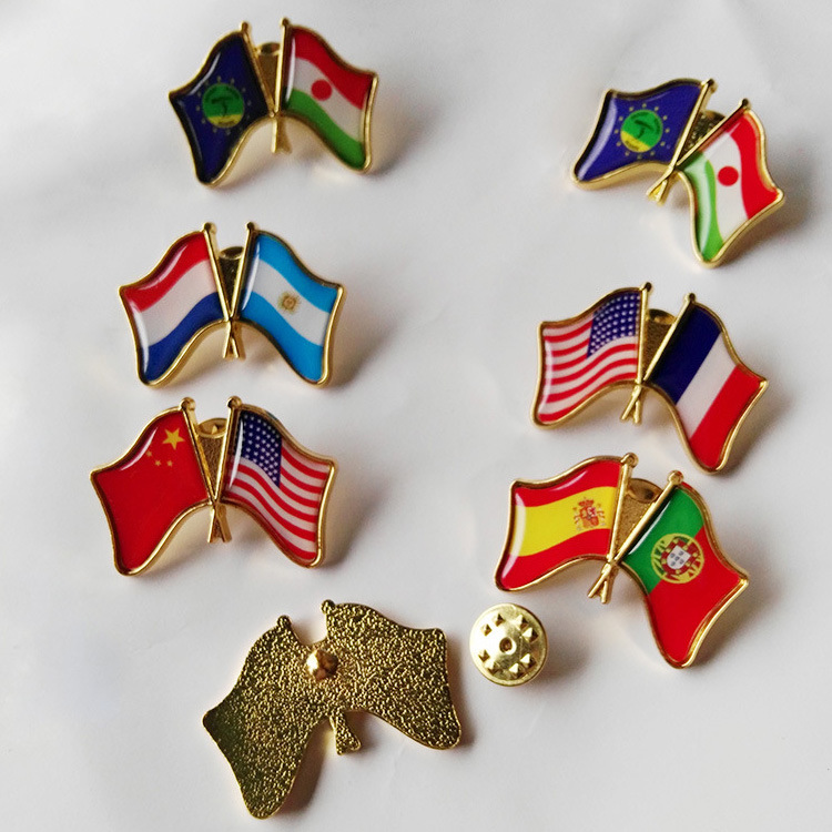 Custom Logo Flag Travel Gift Alloy Metal Epoxy Souvenir Badge Brooch Pin