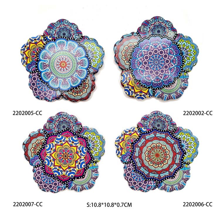 Wholesale Custom Shape Logo Printing Ceramic Boho Flower Coaster