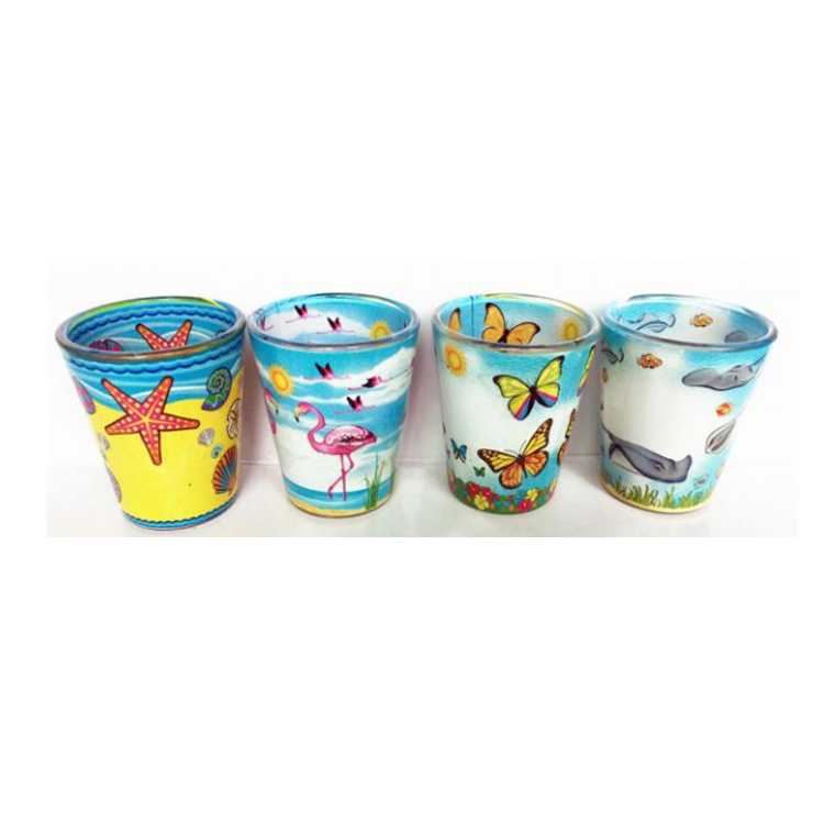 Wholesale 2 Oz Sublimation Beach Souvenir Shot Glass Custom Full Color Printed Shot Glasses