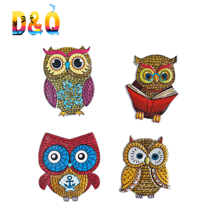 Resin Printing Animal Shape Souvenir Magnet Owl Fridge Magnet