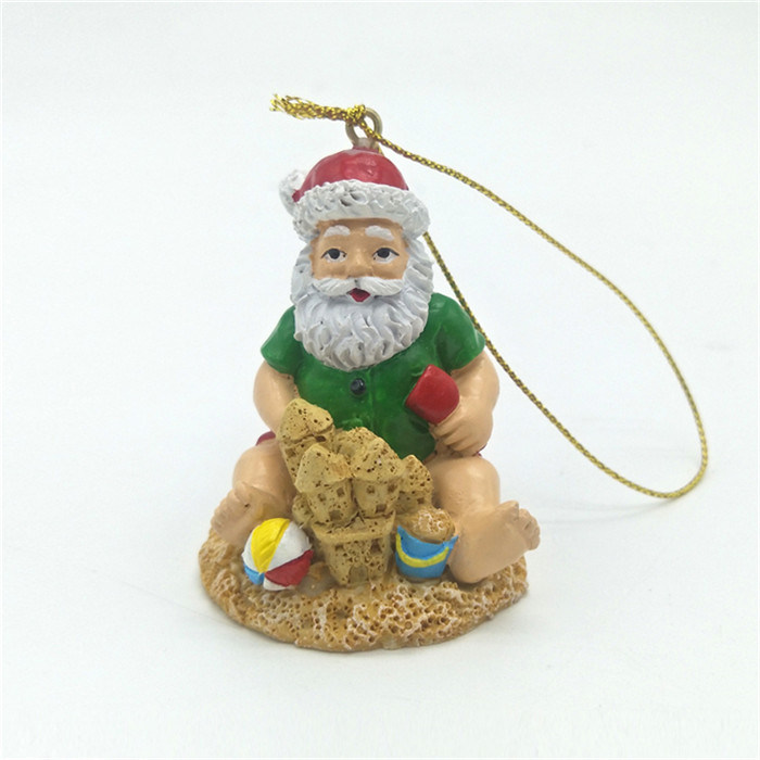 Custom Christmas Tree Decoration Polyresin Sea Coastal Beach Santa Christmas Ornament