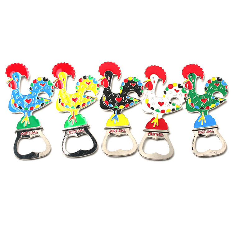 Custom Enamel Metal Souvenir Rooster Cock Portugal Bottle Opener