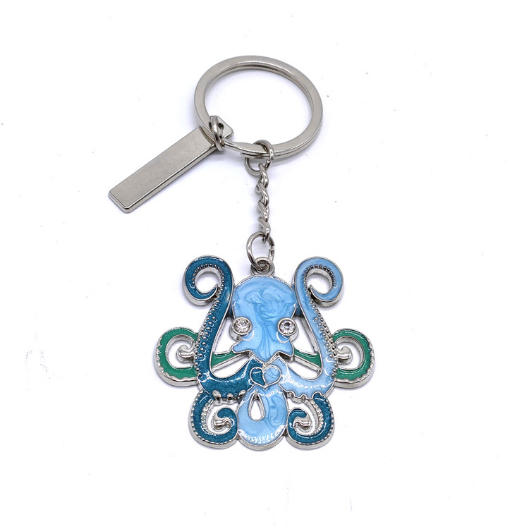 Custom Unique 3D Beach Souvenir Sea Animal Metal Octopus Keychain