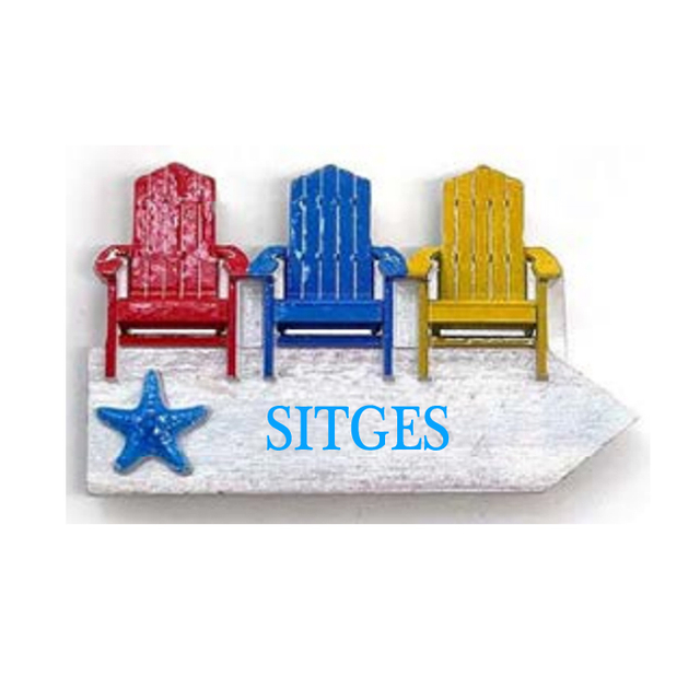 Factory Custom Logo Resin Beach Chair Design Magnet Barcelona Spain Souvenir Sitges Fridge Magnet