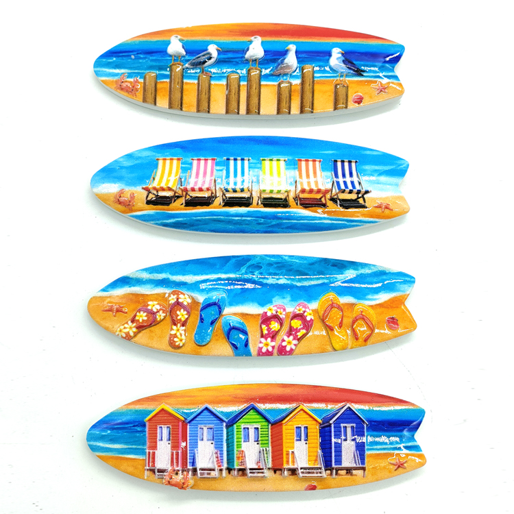 Resin Surf Surfboard Florida Miami Beach Souvenir Fridge Magnet