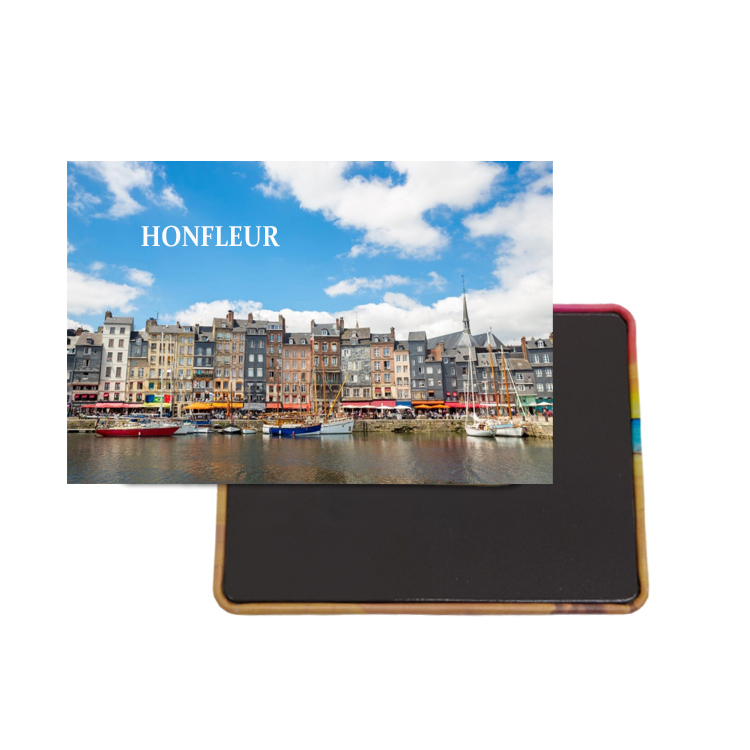 Custom Logo Design Printing Decorative Tin Magnet France Honfleur Normandy Souvenir Fridge Magnet