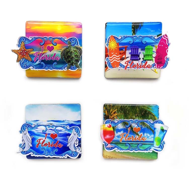 Factory Custom Beach Marine Life Souvenir Epoxy Magnet Hawaii Aloha Souvenir Fridge Magnet