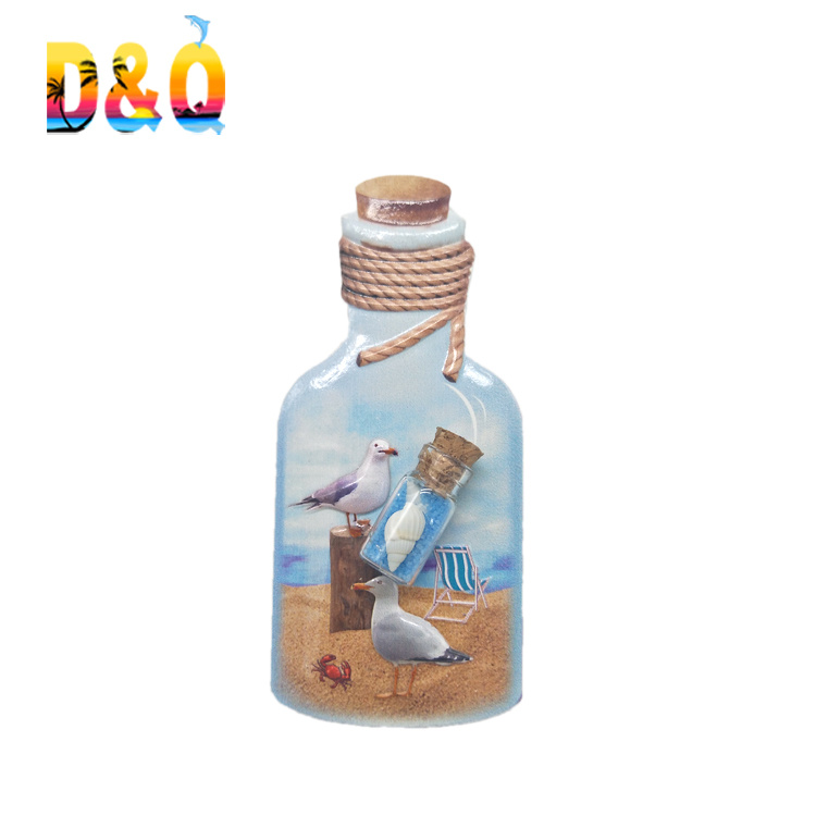 Customized Tourist Resin Bottle Shaped Maritime Gifts Nautical Souvenir Fridge Magnet