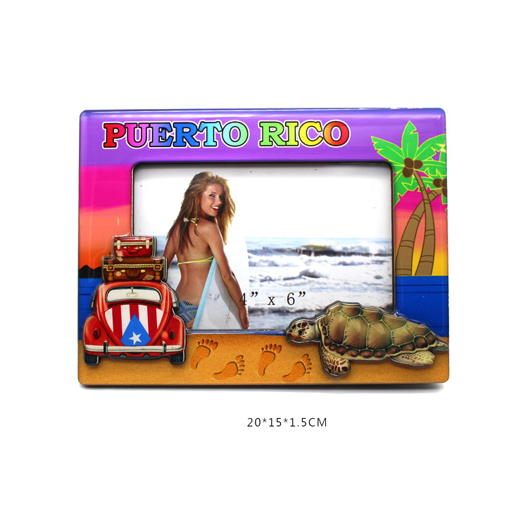 Custom Tourist Gift Travel Souvenirs Wood Photo Frame Florida Beach Souvenir Epoxy Picture Frame