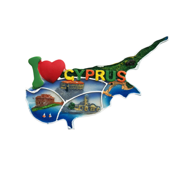 Custom Map Shape Resin Fridge Magnet Tourist Souvenir Cyprus Magnet