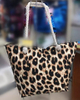 Wholesale Large Canvas Women Beach Bag Leopard Print Tote Bag