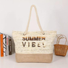 Wholesale Women Casual Summer Sequin Straw Beach Bag