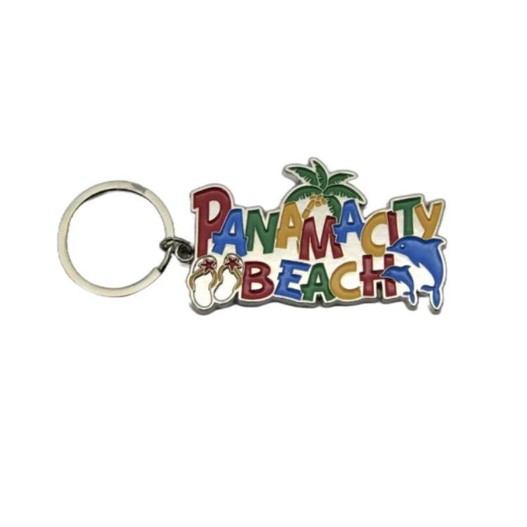 Custom Logo Metal Beach Tourist Souvenir Panama Keychain