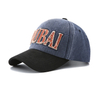 Men and Women Color Match Sun Visor Dubai Letter Washed Denim Baseball Cap