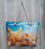 Customized Digital Printing Canvas Lady Leisure Vacation Tourist Souvenir Beach Shell Tote Bag