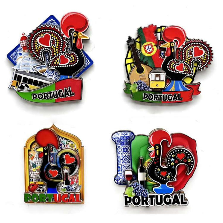 Wholesale Custom Epoxy Refrigerator Magnet Portugal Souvenir Wood Fridge Magnet