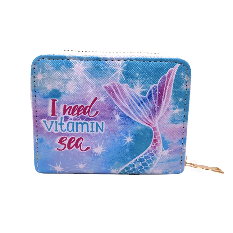 Custom Print Tourist Souvenir PU Leather Zipper Mini Short Wallet for Women