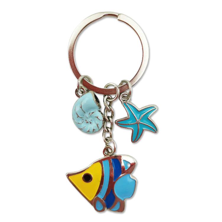 Beach Souvenir Custom Metal Sea Ocean Animal Tropical Fish Keychain