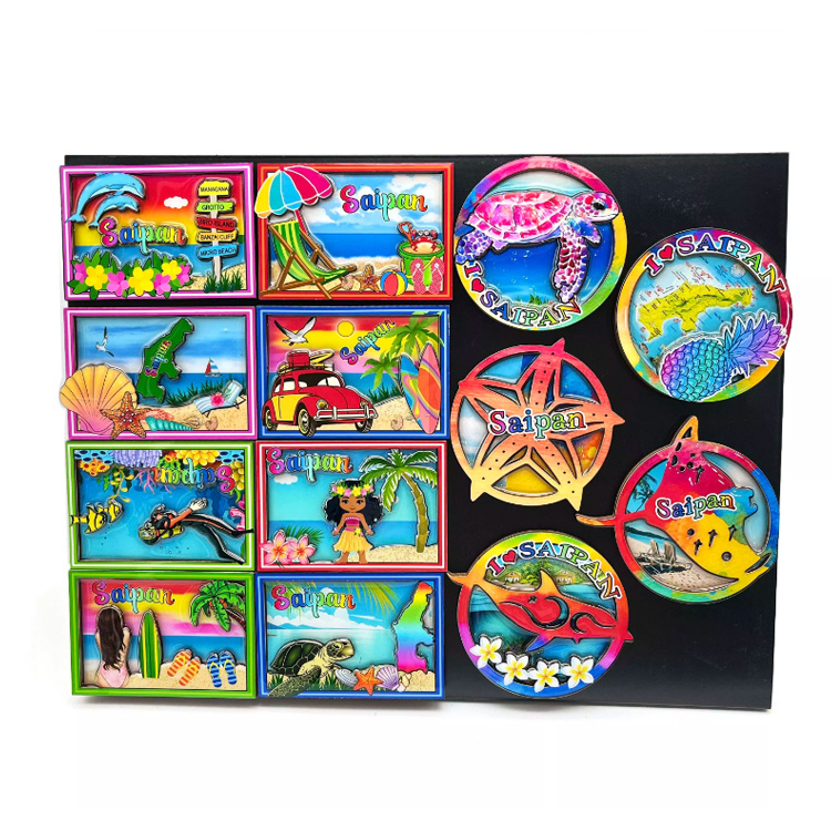 Custom Epoxy Beach Souvenir Bali Indonesia 3D Wooden Fridge Magnet