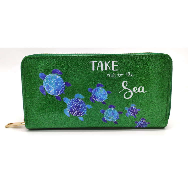 Beach Printing Personalized Clutch Purse Custom Women Leather Card Holder Wallet