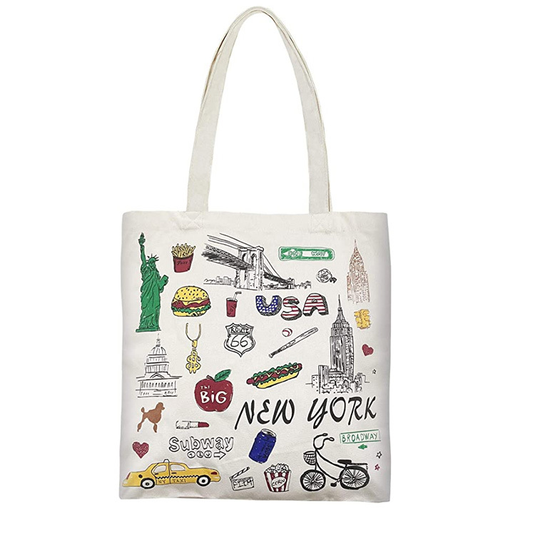 Reusable Large New York Souvenir Shopping Handbag School Bag Canvas Tote Bag