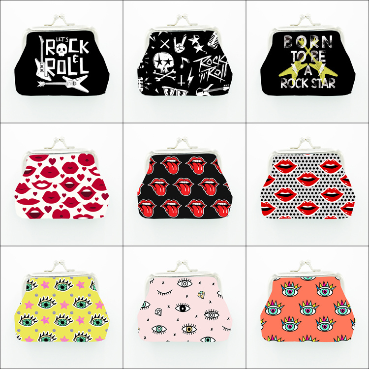 Wholesale Printing Kiss Lock Mini Change Purse Skull Wallet Coin Purse