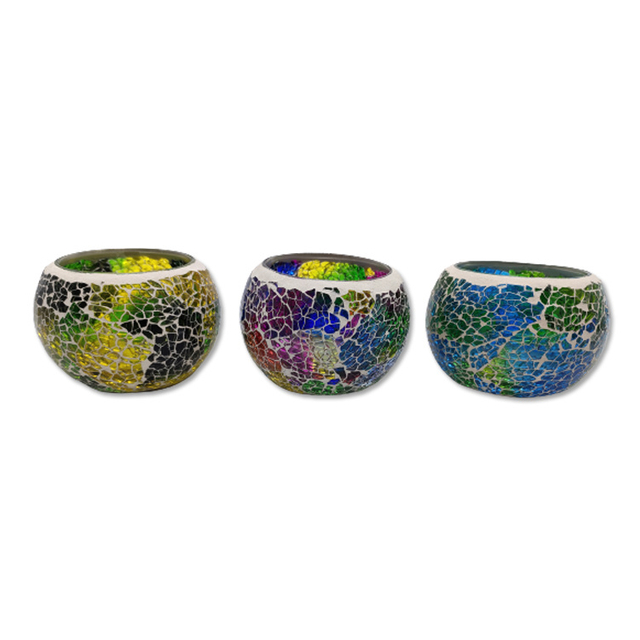 Wholesale Luxury Home Decor Candle Jars Round Shape Glass Mosaic Candle Holder