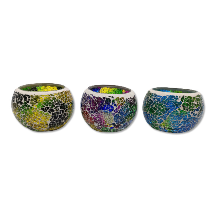 Wholesale Luxury Home Decor Candle Jars Round Shape Glass Mosaic Candle Holder