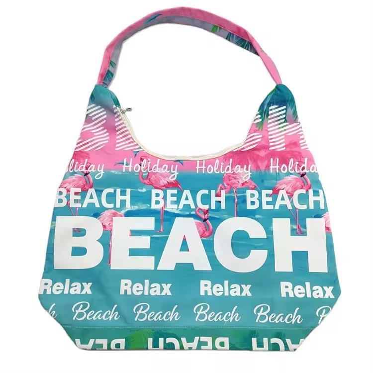 Custom Logo Canvas Women Tropical Summer Souvenir Tote Bag Flamingo Beach Bag