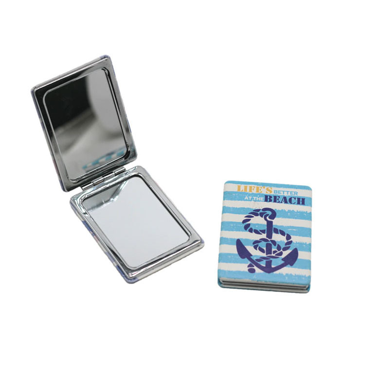 Wholesale Souvenir Gift Mini PU Foldable Mirror Custom Logo Double Sided Pocket Mirror