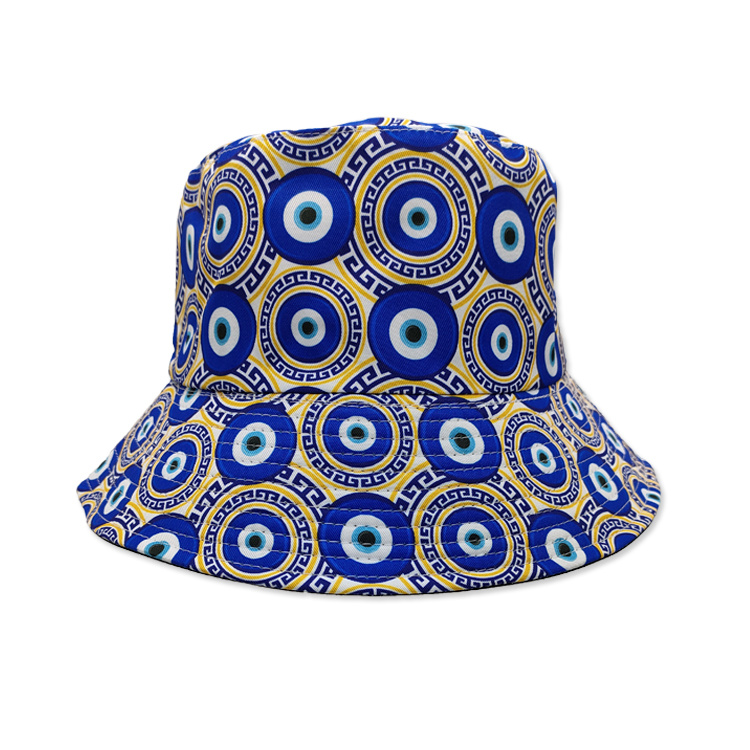 Custom All Over Print Bucket Hat Pattern Cotton Evil Eye Hat