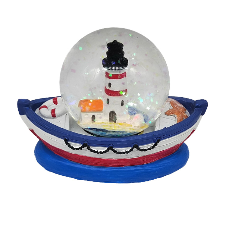 Custom Resin Beach Nautical Souvenir Boat Snow Globe