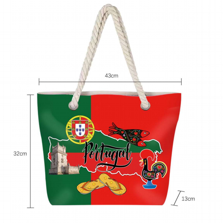 Customized Digital Printing Logo Flag Canvas Tourist Souvenir Portugal Beach Tote Bag