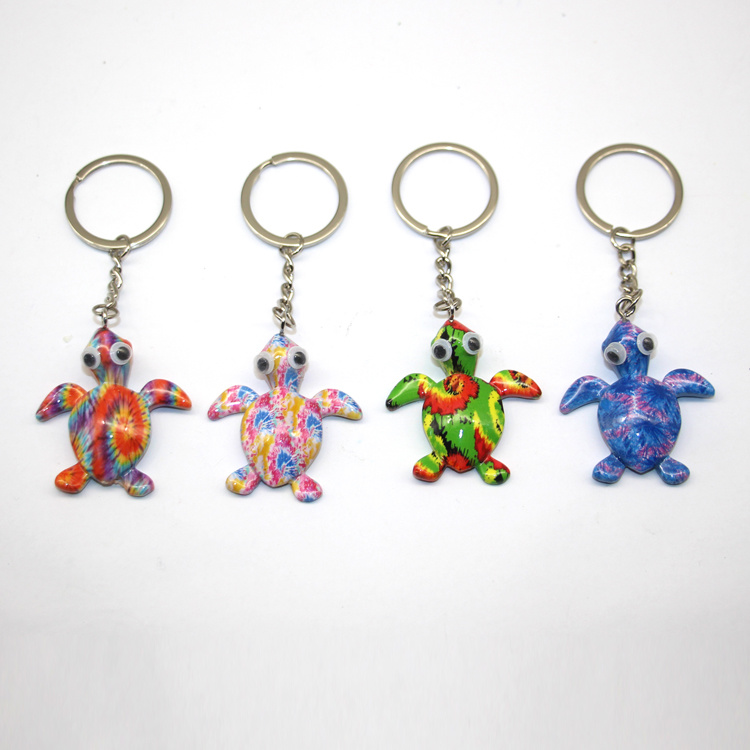 Wholesale New Design Beach Sea Turtle Key Chain Resin Turtle Souvenir Keychain