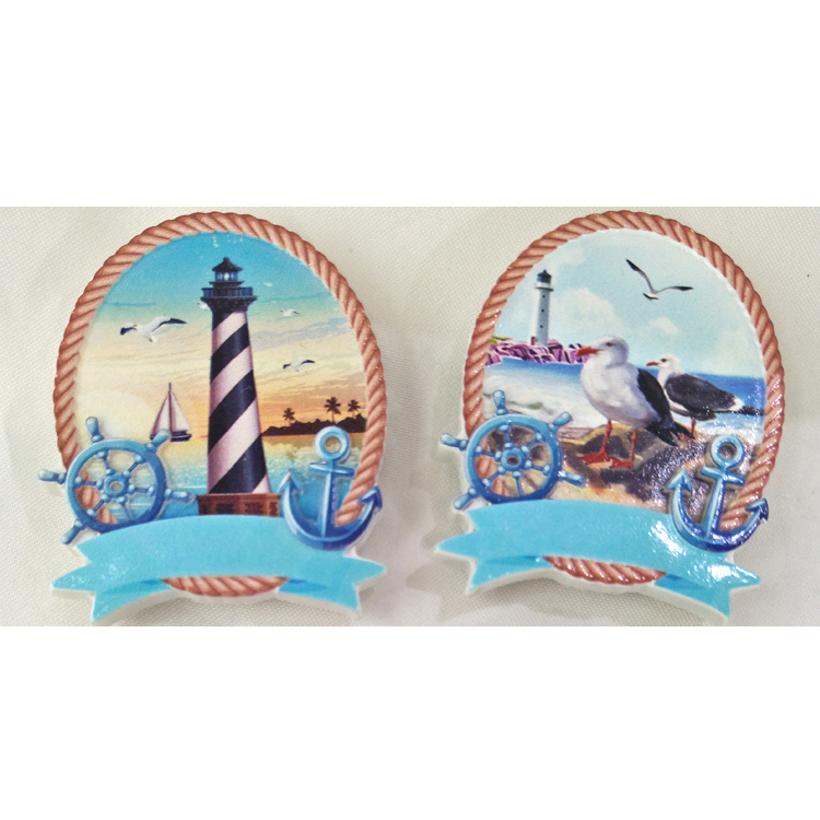 Wholesale Custom Resin Printing Lighthouse Sea Boat Nautical Theme Souvenir Seagull Fridge Magnet