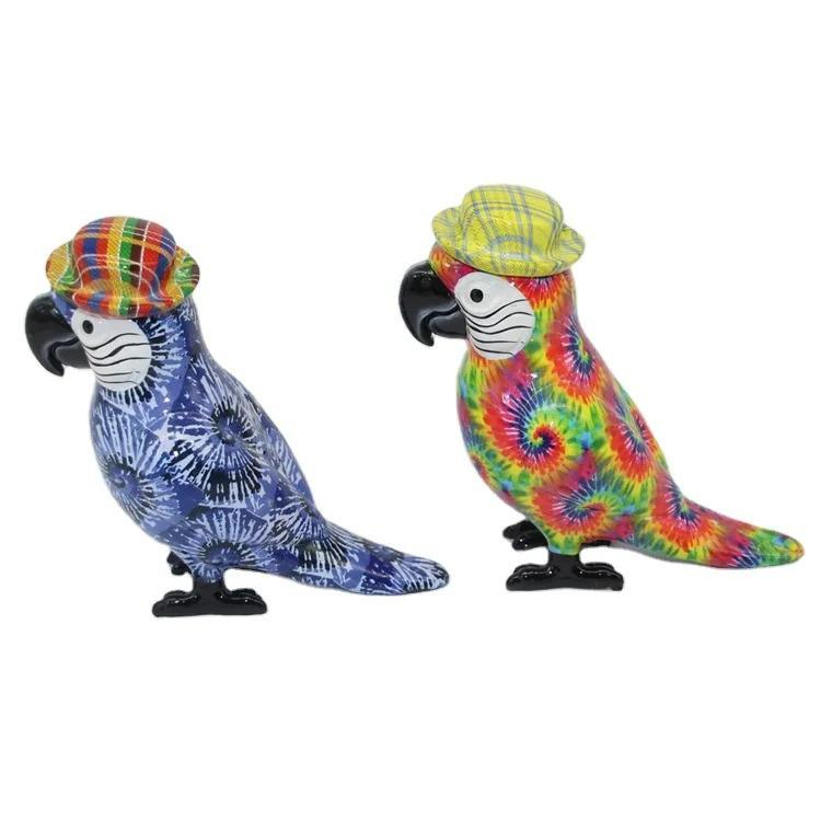 Wholesale Nordic Art Home Decor Colorful Resin Bird Statue Parrot Bird Figurine