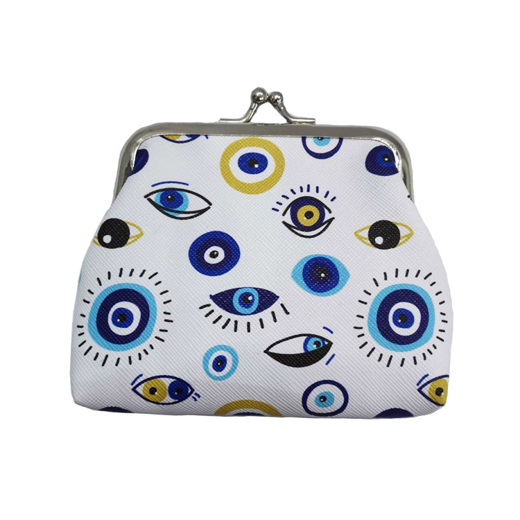 Custom Logo Printing PU Leather Travel Souvenir Gift Waterproof Evil Eye Makeup Bag