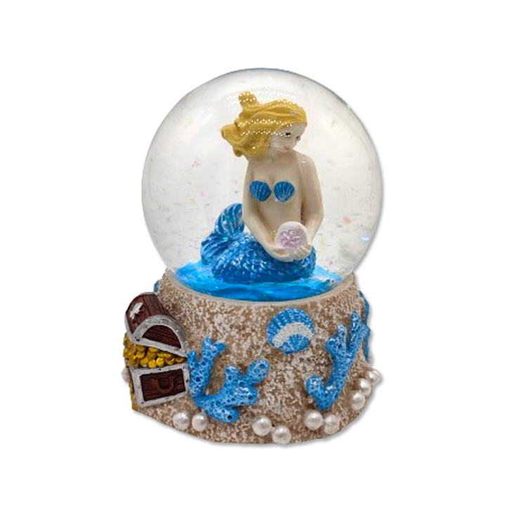 Custom Logo Beach Snow Globe Souvenir Mermaid Water Globe