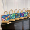 Wholesale Custom Cotton Linen Tropical Plants Print Summer Beach Hand Bag