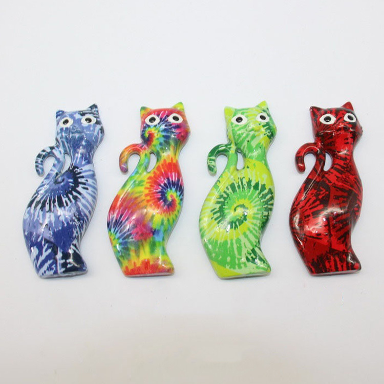 Factory Wholesale New Design Tie Dye Colorful Colors Resin Animal Shape Tourist Souvenir Dog Cat Fridge Magnet