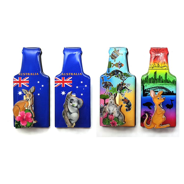 Custom Printing Beach Tourist Souvenir Epoxy Drift Bottle Fridge Magnet with Shell