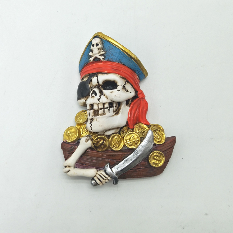 Custom Handmade Resin Skull Fridge Magnet Pirate Souvenirs Magnet