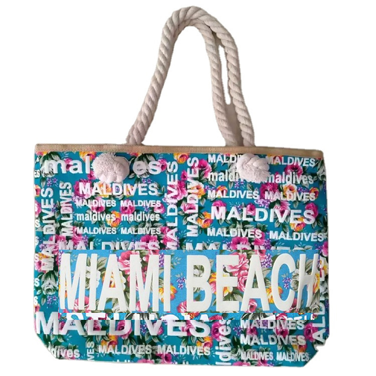 Custom Logo Personalised Canvas Beach Hand Bags 2024 Souvenir Florida Miami Beach Bag