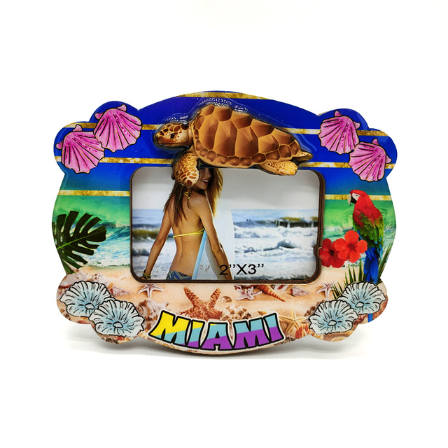 Custom Logo Epoxy MDF Wood Souvenir Miami Beach Photo Frame