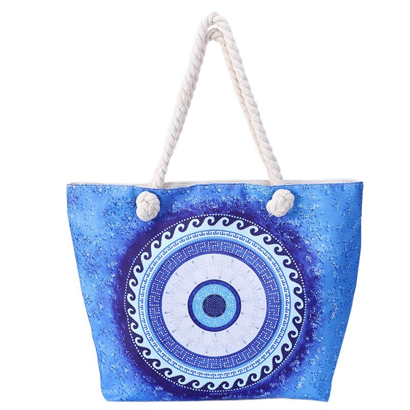 Wholesale Custom Logo Printing Designer Fashion Women Canvas Evil Eye Beach Tote Bag